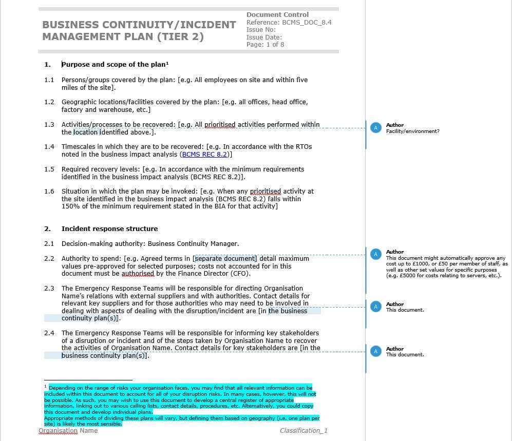 How To Write An Iso 22301 Compliant Business Continuity Plan Intended For Pci Dss Gap Analysis Report Template