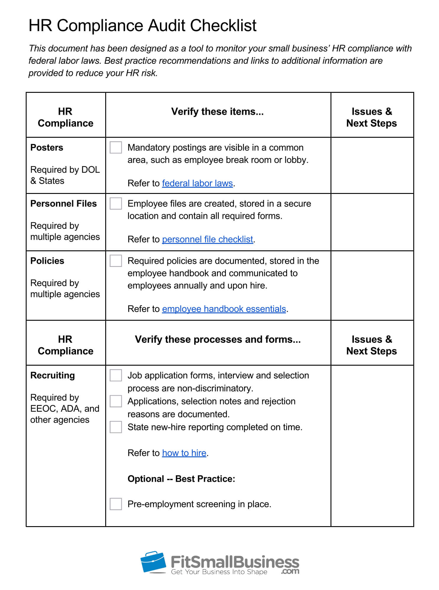 Hr Compliance: Definition [+ Free Hr Audit Checklist] Pertaining To Sample Hr Audit Report Template