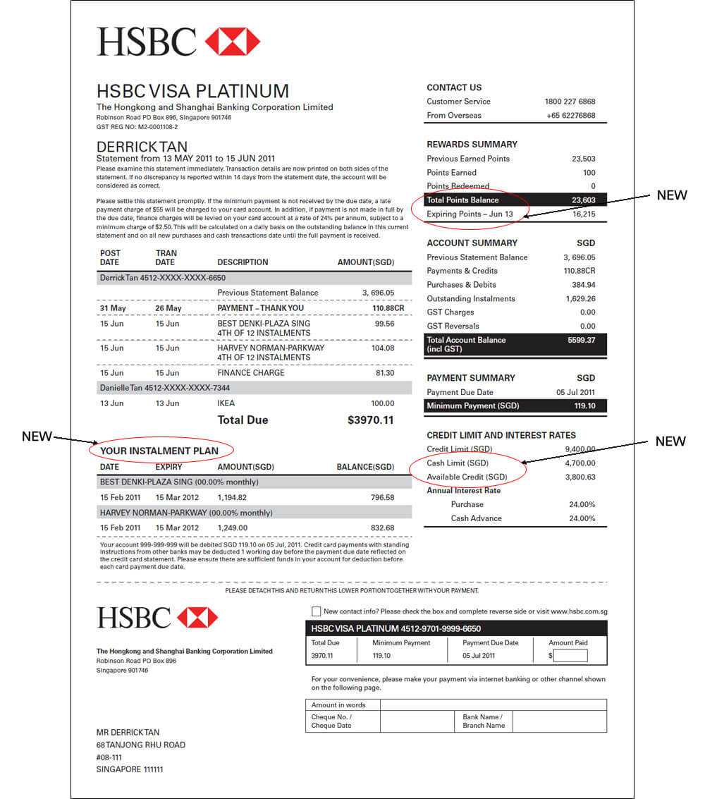 Hsbc Credit Cards | Hsbc In Singapore Within Credit Card Statement Template