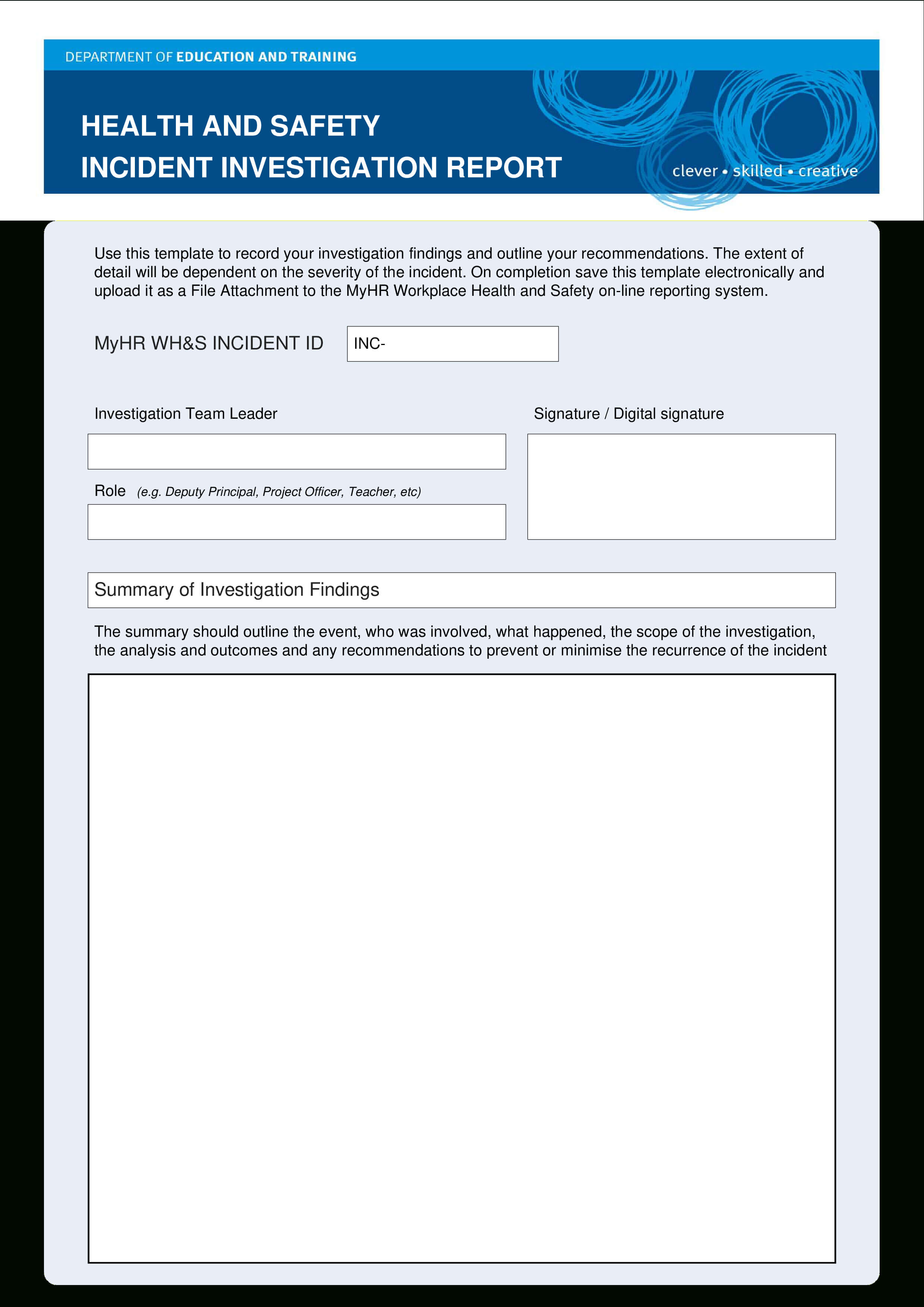 Hse Health Safety Incident Investigation Report | Templates At Intended For Hse Report Template