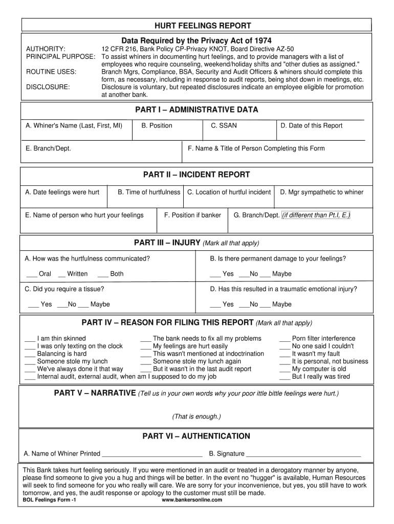 Hurt Feelings Report Template - Cumed With Hurt Feelings Report Template