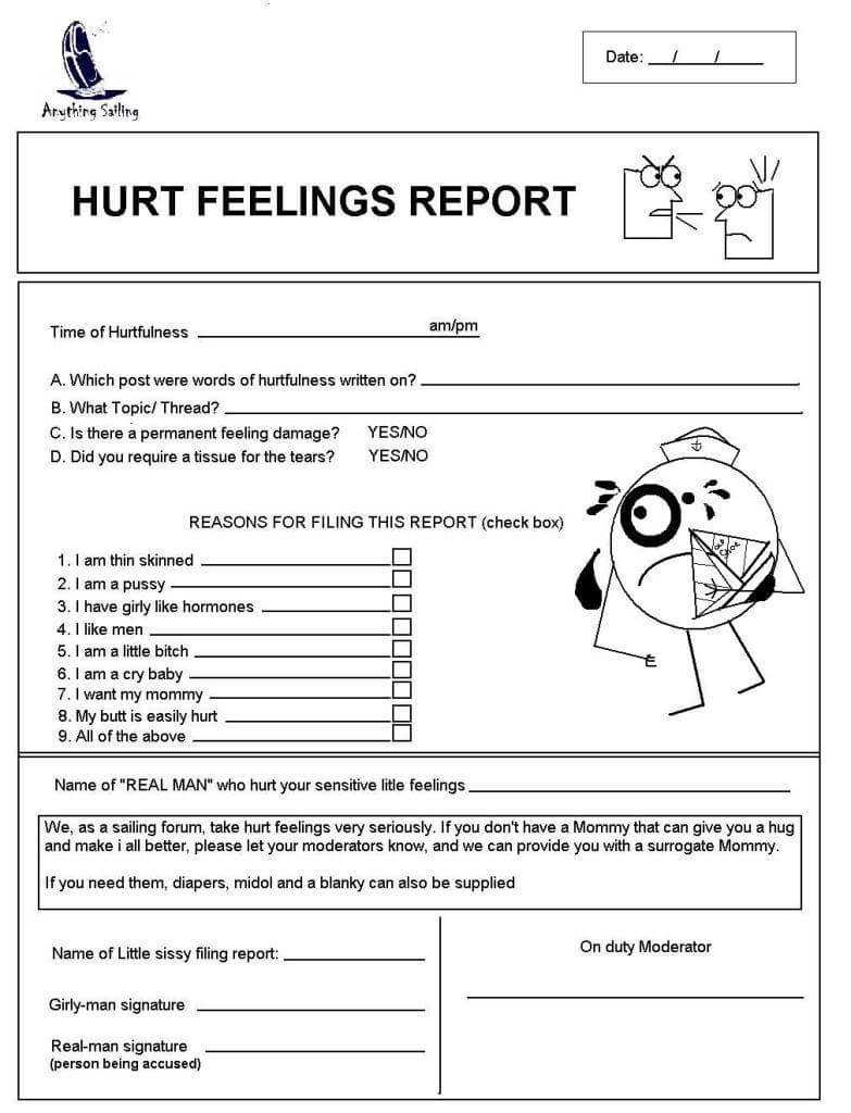 Hurt Feelings Report Template – Gotemplates For Hurt Feelings Report Template