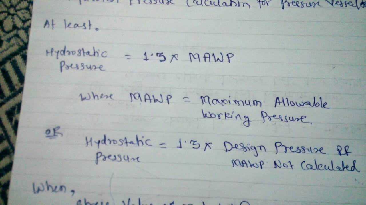 Hydro Test Pressure Calculation For Pressure Vessel & Piping With Regard To Hydrostatic Pressure Test Report Template
