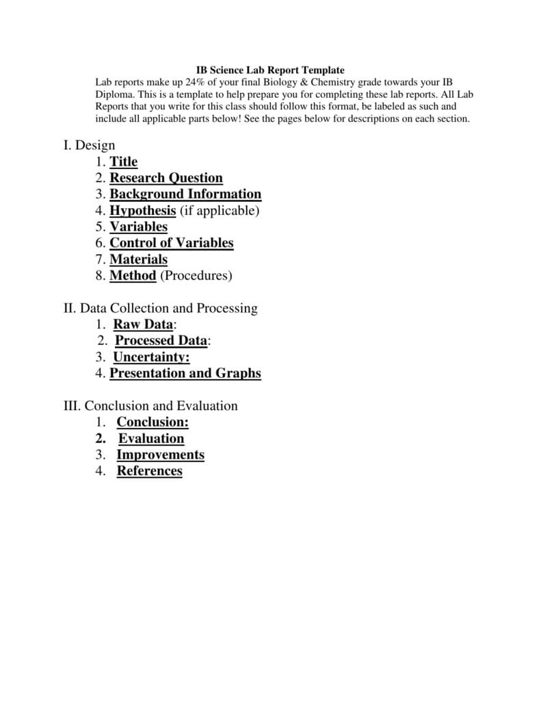 Ib Biology Lab Report Template Regarding Science Experiment Report Template