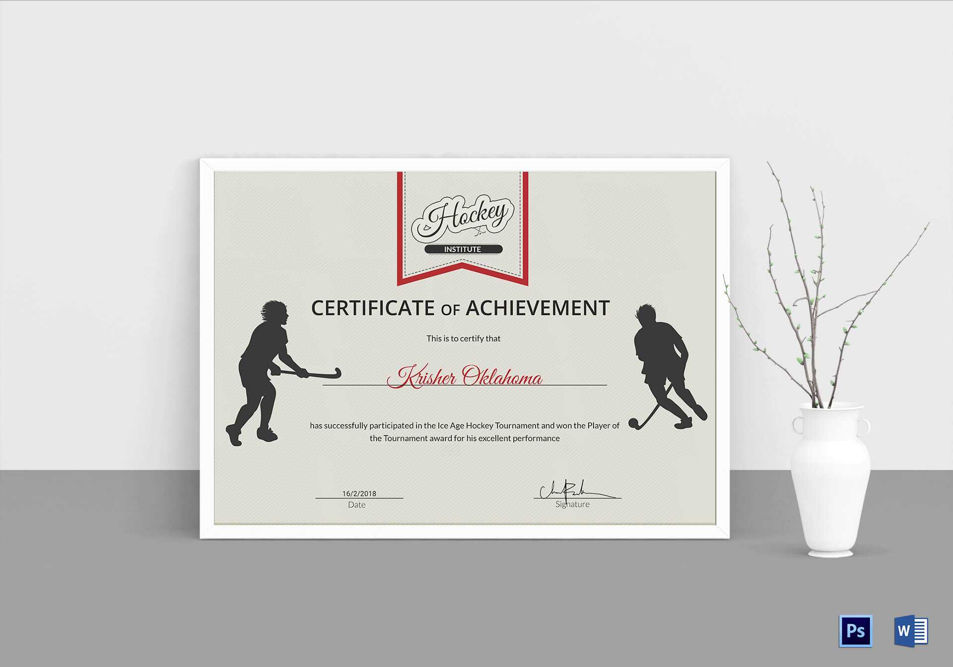 Ice Hockey Achievement Certificate Template In Hockey Certificate Templates