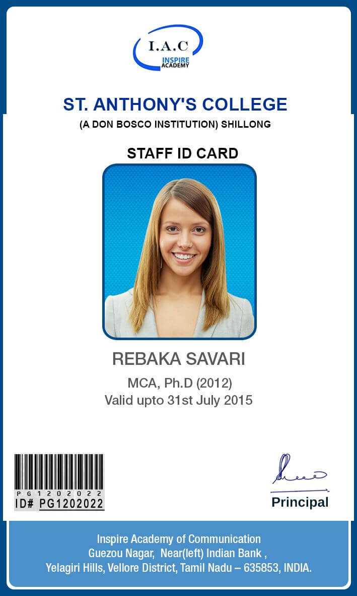 Id Card Designs | Identity Card Design, Id Card Template Inside Teacher Id Card Template