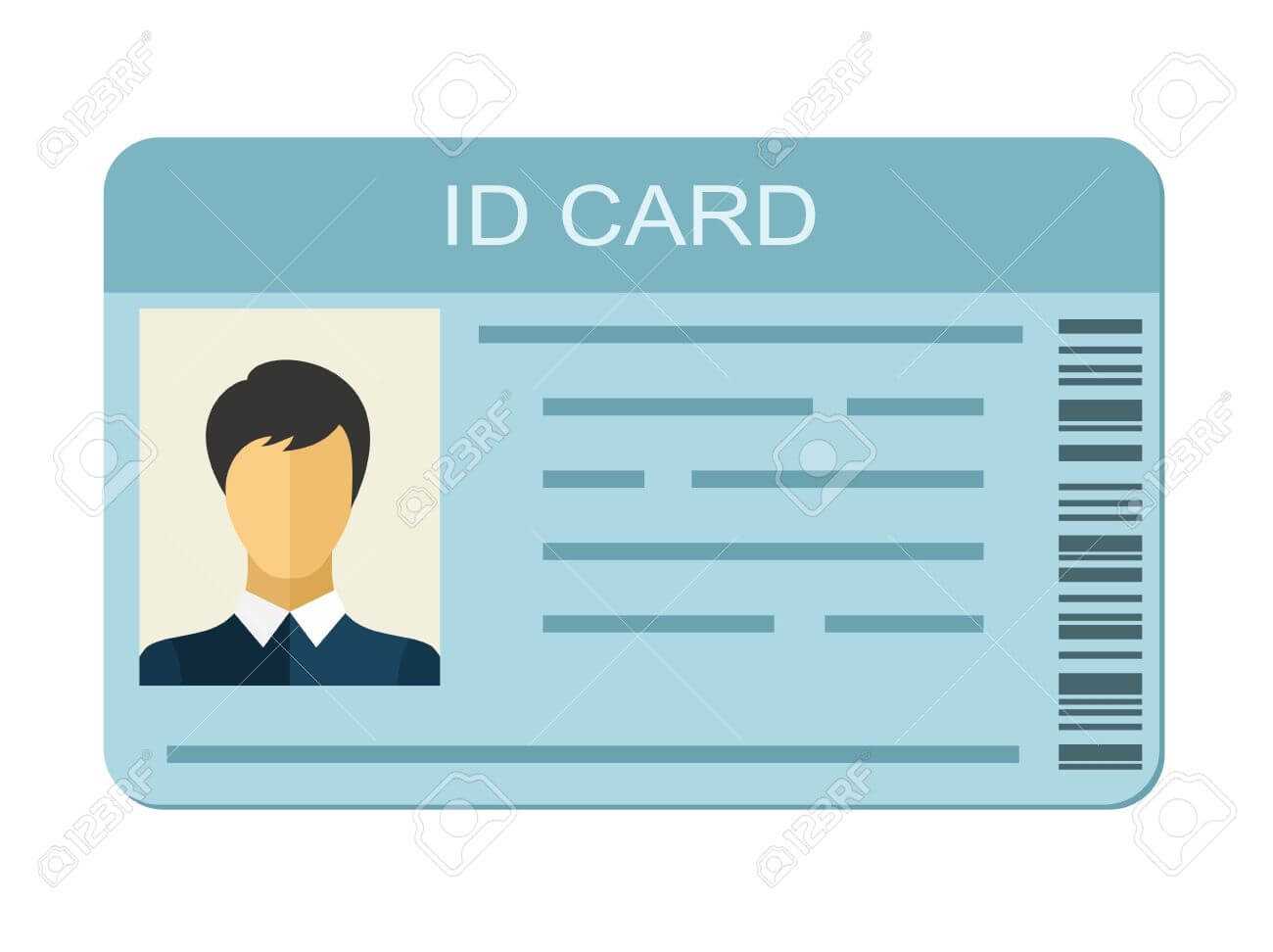 Id Card Isolated On White Background. Identification Card Icon Intended For Personal Identification Card Template