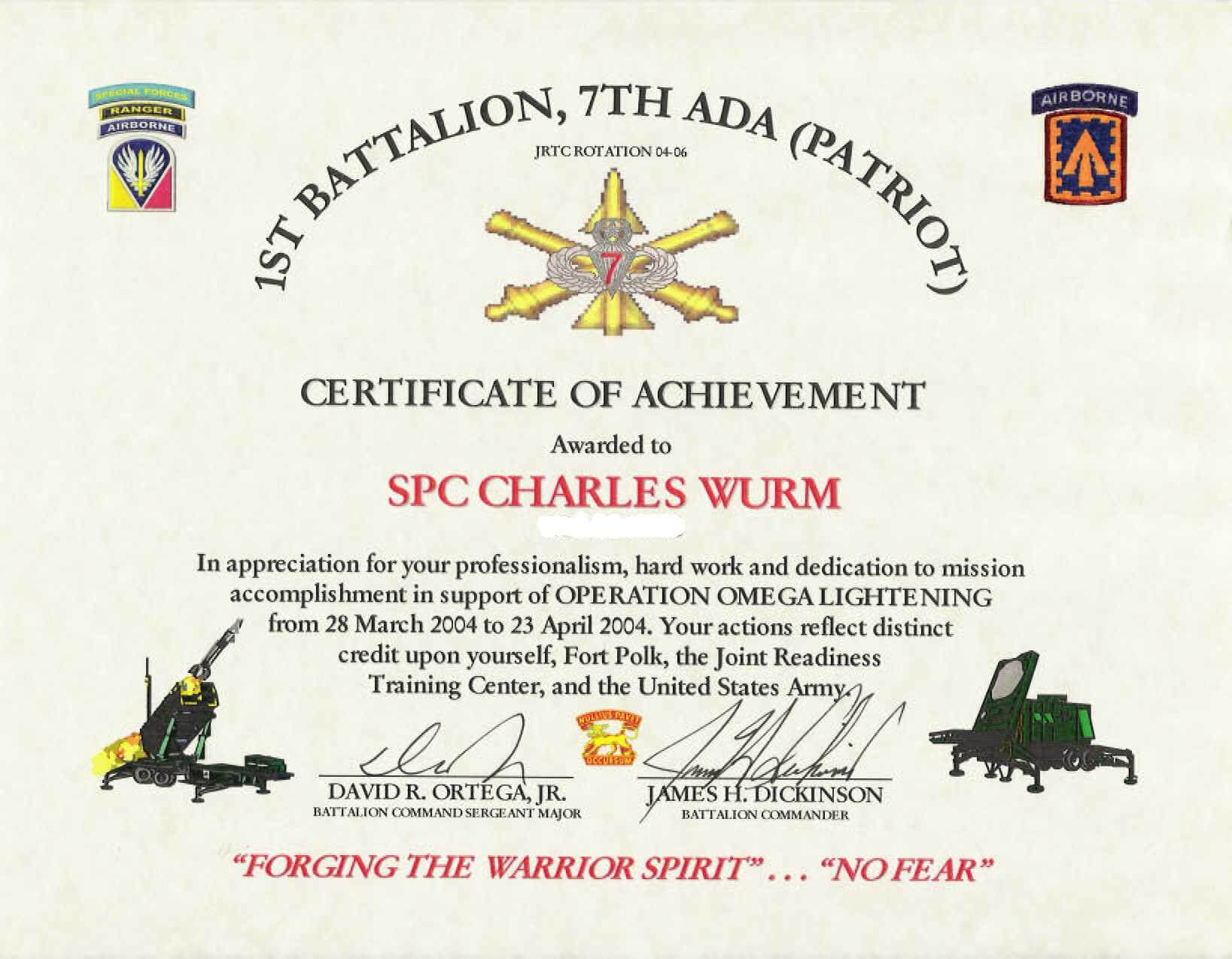 Ideas Collection For Certificate Of Achievement Army For Certificate Of Achievement Army Template