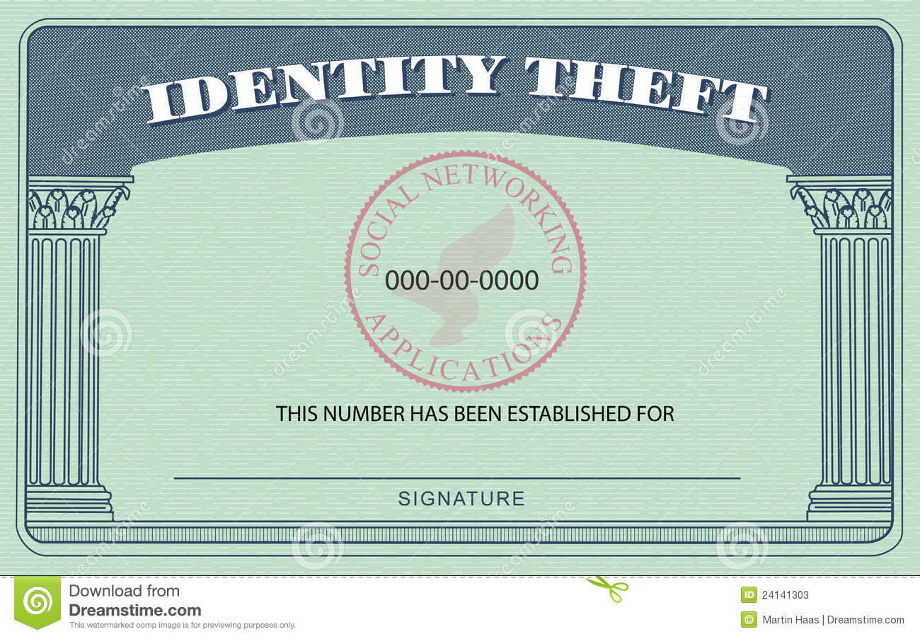 Identity Theft Card Stock Illustration. Illustration Of With Social Security Card Template Free