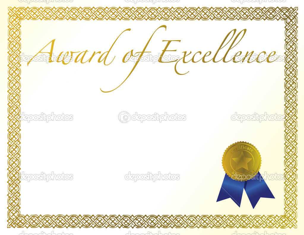 Illustration Of A Certificate. Award Of Excellence With Intended For Award Of Excellence Certificate Template