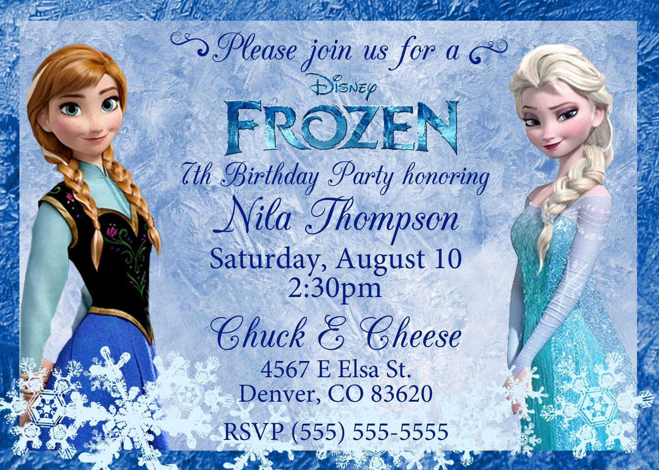 Image For Frozen Birthday Invitations Templates | Frozen Intended For Frozen Birthday Card Template