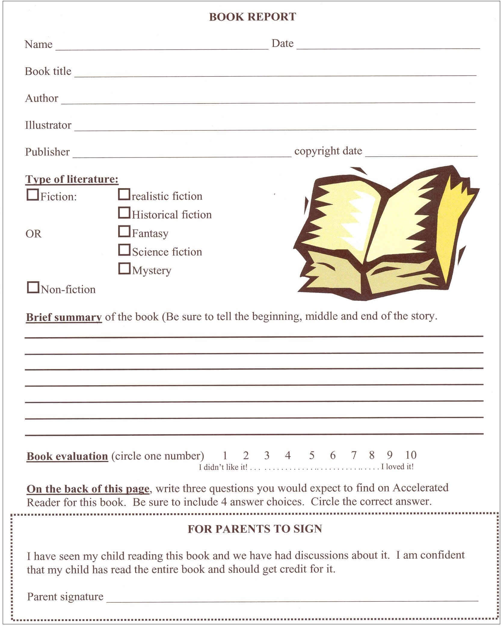 Image Result For 6Th Grade Book Report Format | Get For Ar Report Template