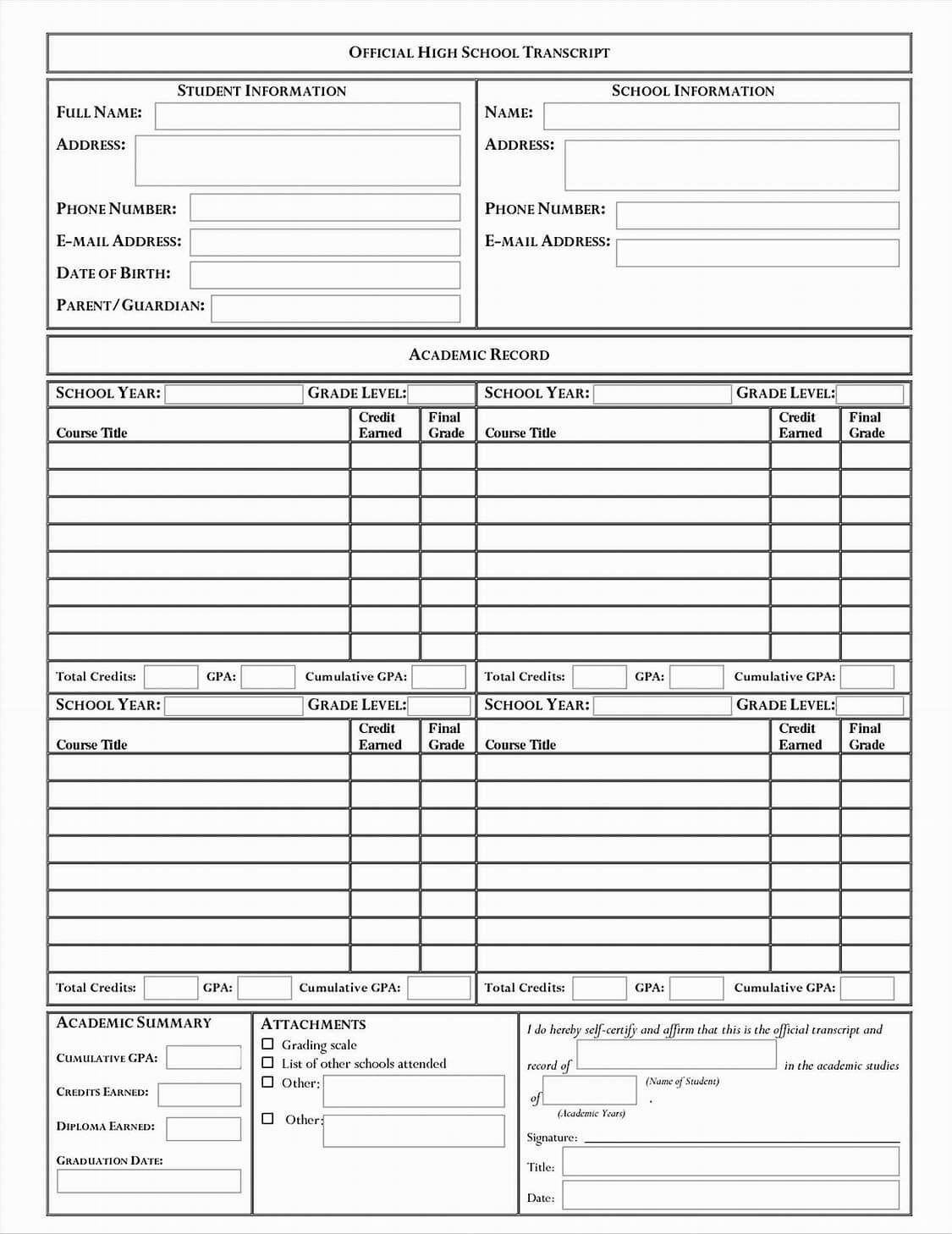 Image Result For Middle School Transcript Template | School Intended For High School Report Card Template