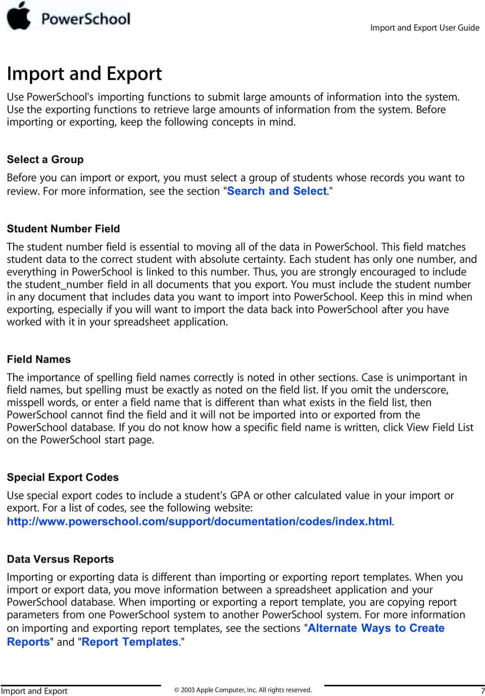 Import And Export User Guide Powerschool Student Information Intended For Powerschool Reports Templates