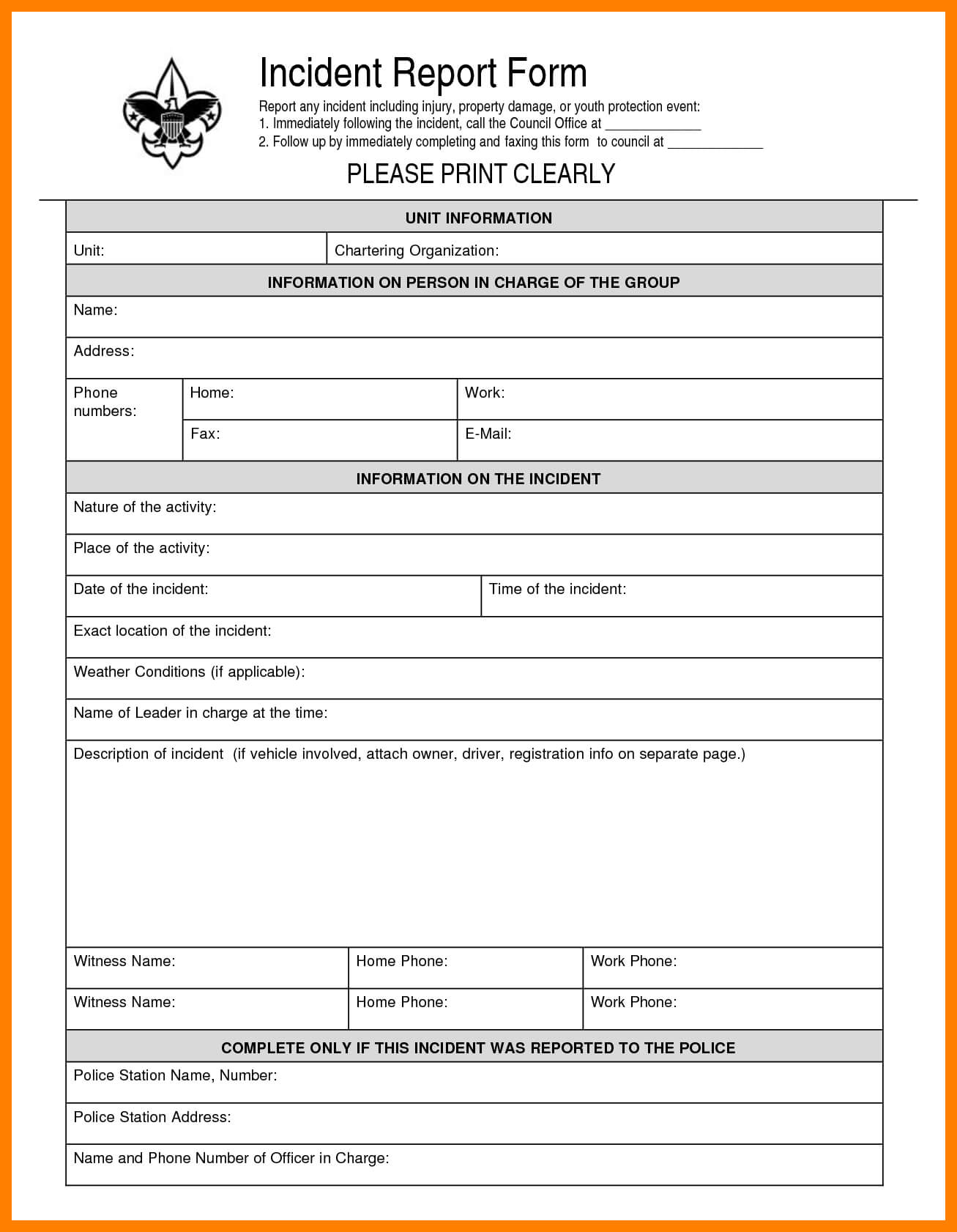 Incident Report Form Format Sample Template Victoria Police With Incident Report Form Template Qld