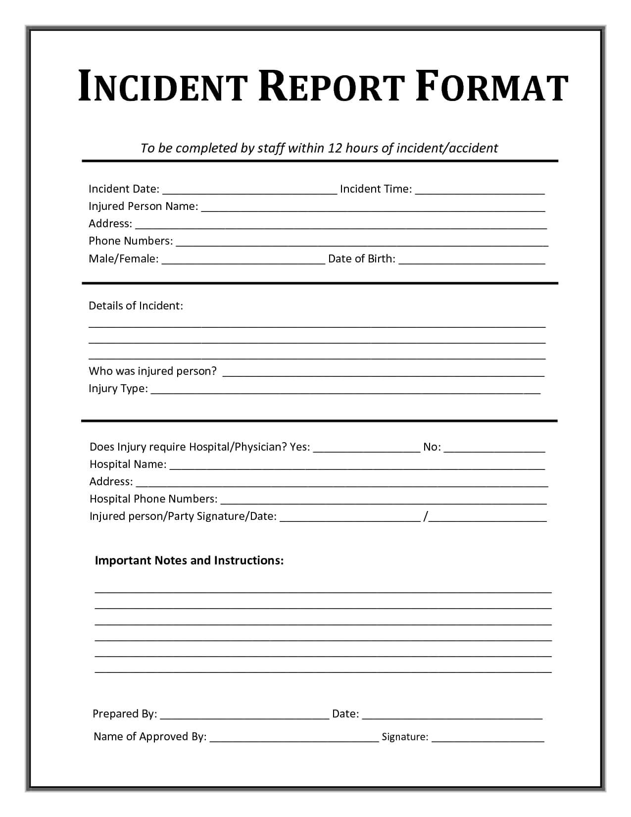 Incident Report Form Template | After School Sign In Intended For Physical Security Report Template