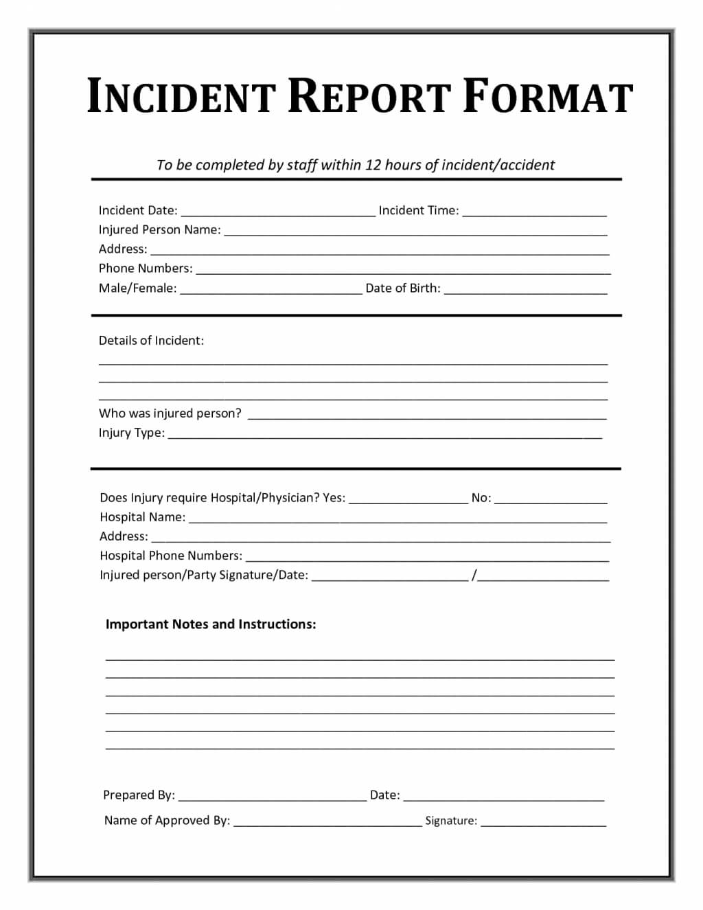 Incident Report Form Template Microsoft Excel Templates For Hazard Incident Report Form Template