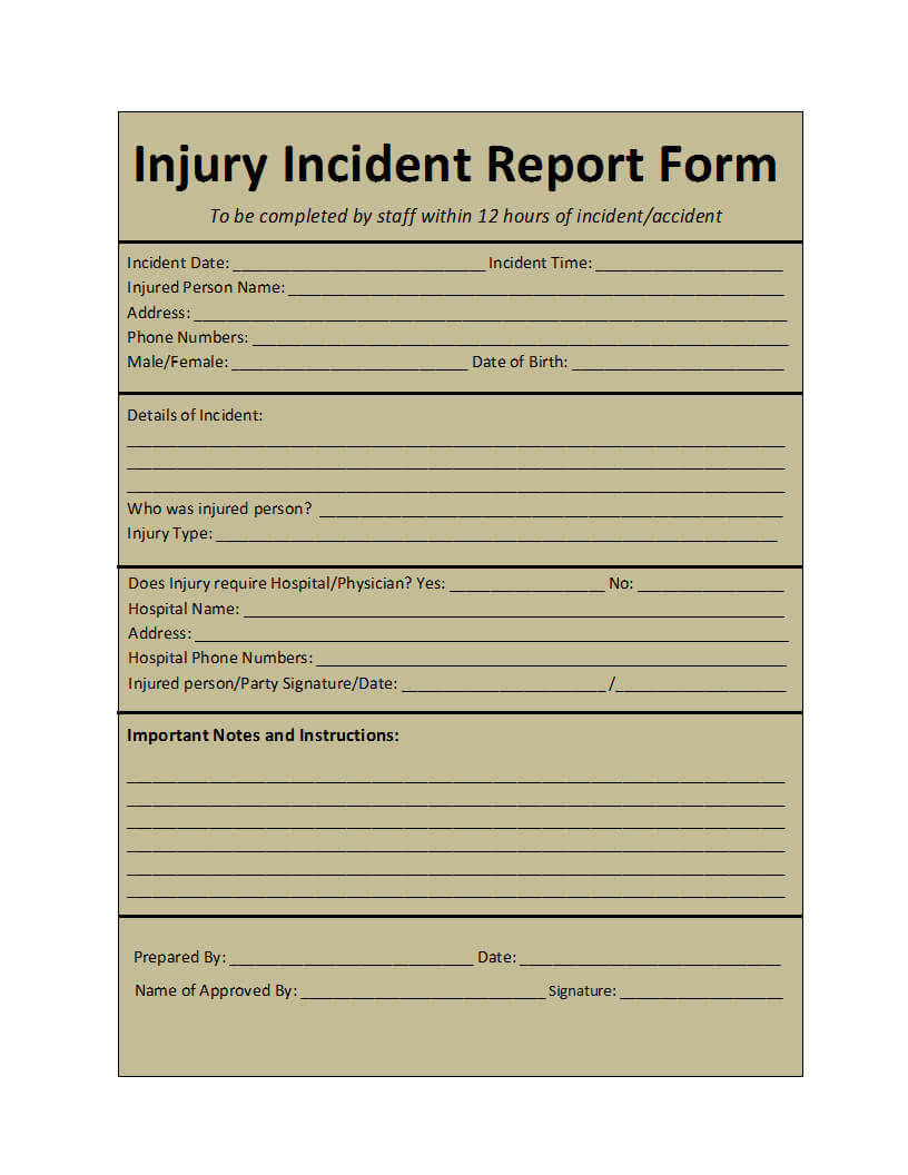 Incident Report Template For Insurance Incident Report Template