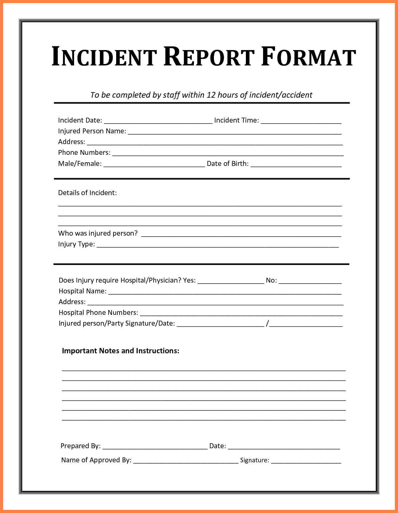 Incident Report Template – Free Incident Report Templates Inside Office Incident Report Template