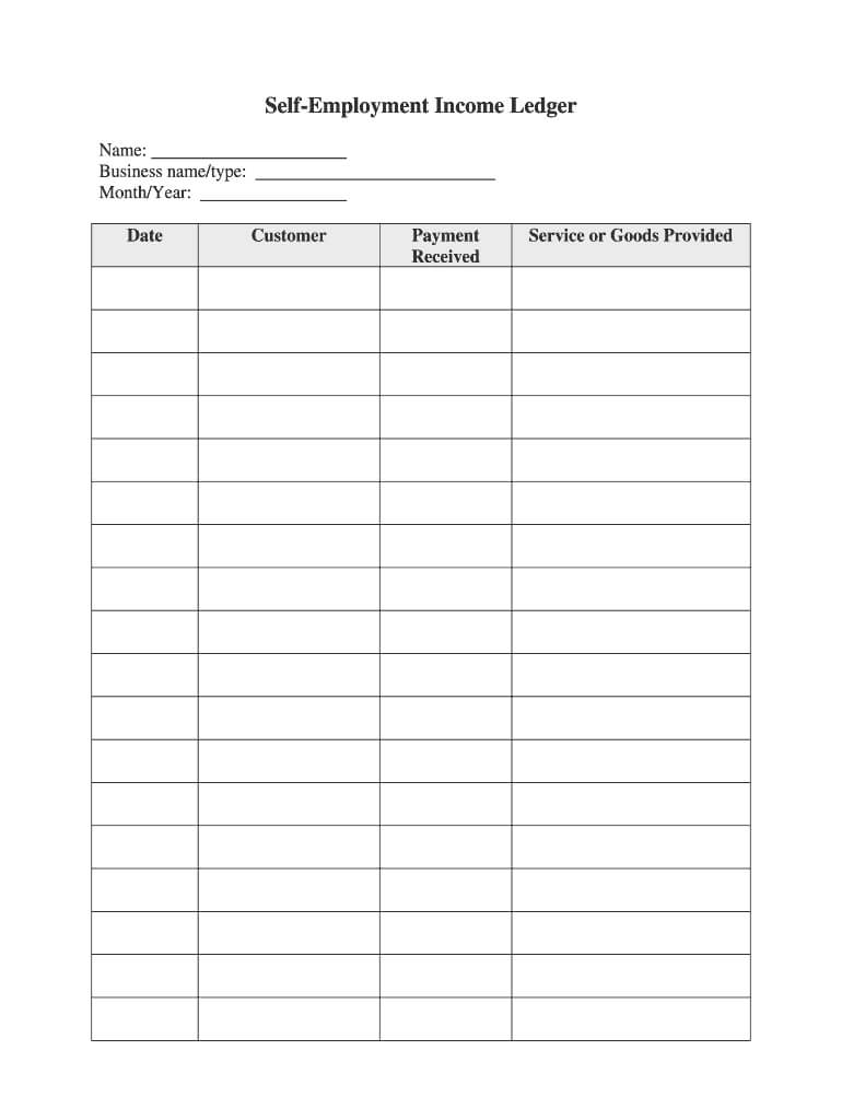 Income Ledger – Fill Online, Printable, Fillable, Blank Throughout Blank Ledger Template