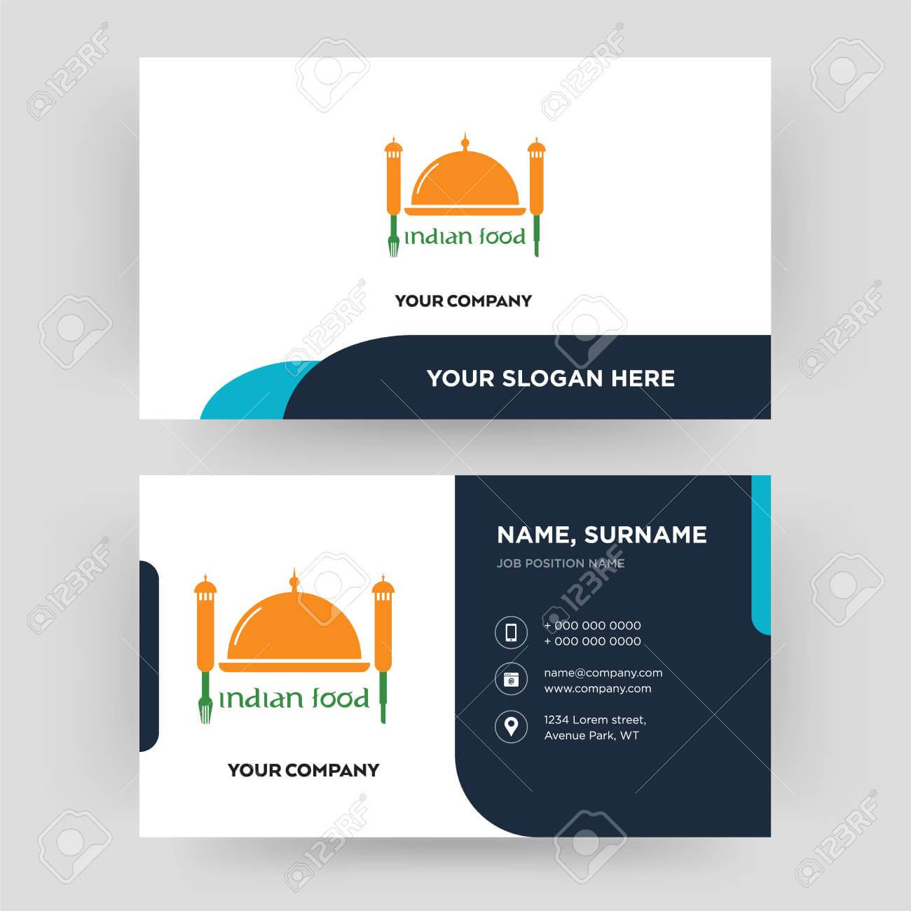 Indian Food, Business Card Design Template, Visiting For Your.. Pertaining To Food Business Cards Templates Free
