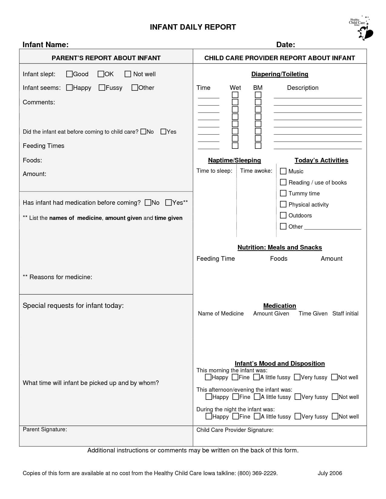 Infant Daily Report – Google Search | Infant Daily Report With Daycare Infant Daily Report Template