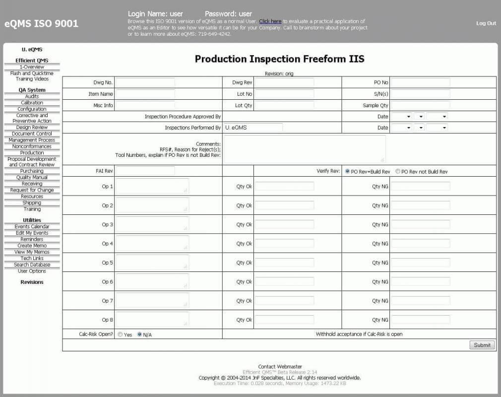 Inspection Report Template | Template Business Intended For Welding Inspection Report Template