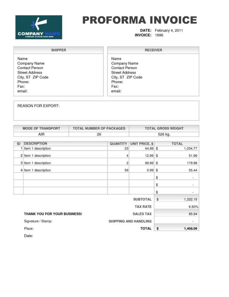 Invoice Model Word 115220 Samples Of Proforma Invoice Pertaining To