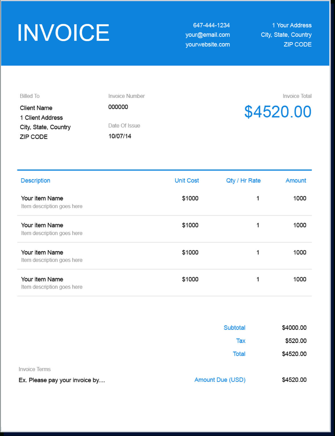 Invoice Template | Create And Send Free Invoices Instantly For Web Design Invoice Template Word