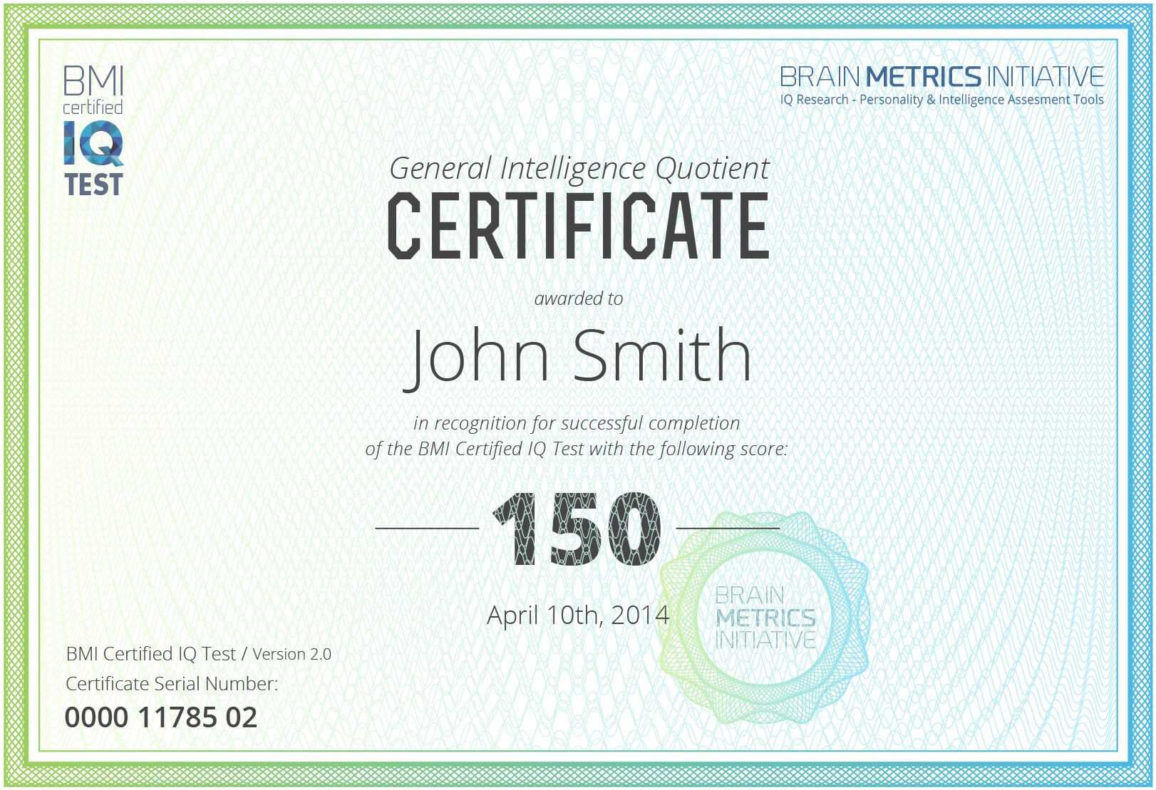 Iq Certificate Template – 10+ Professional Templates Ideas In Iq Certificate Template