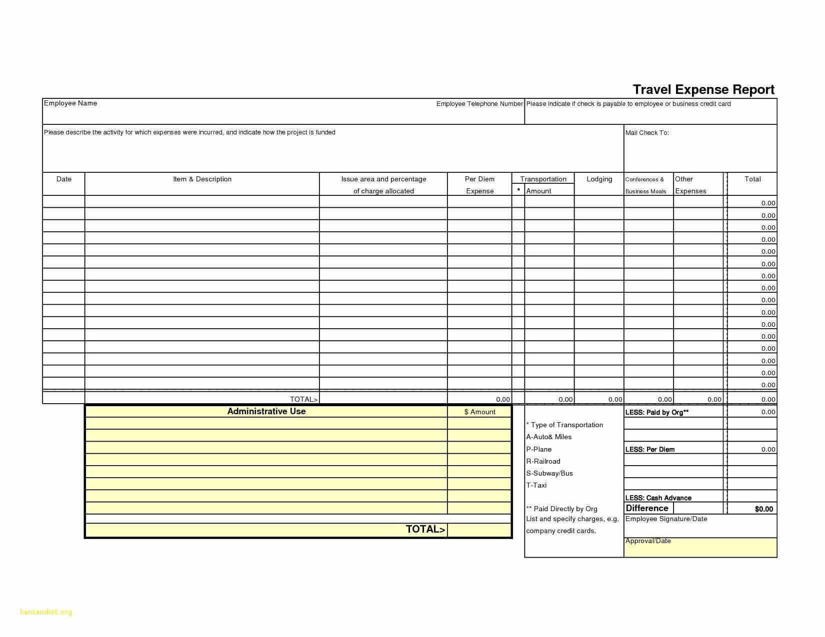 Per Diem Expense Report Template