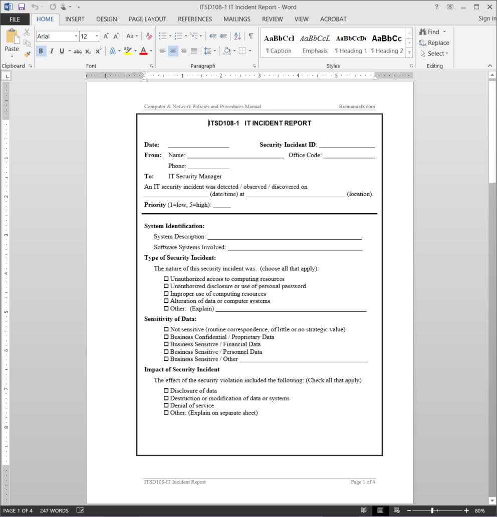 It Incident Report Template | Itsd108 1 Throughout It Incident Report Template