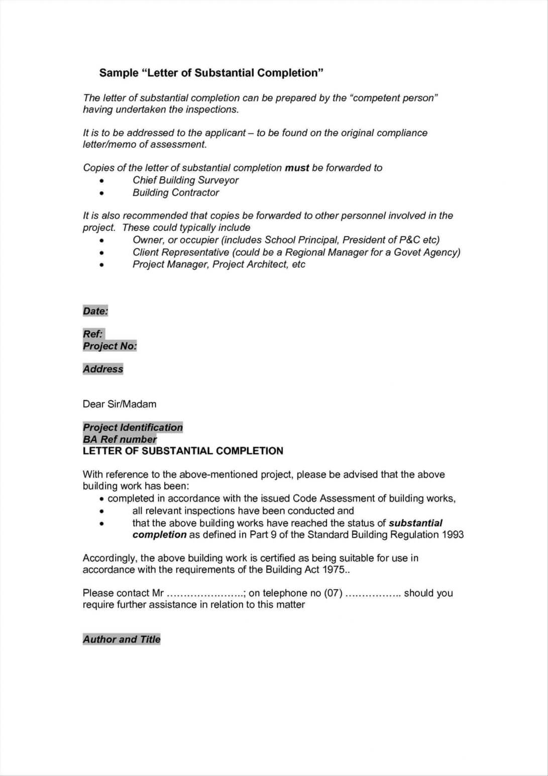 It Project Completion Certificate Sample New Construction For Certificate Template For Project Completion