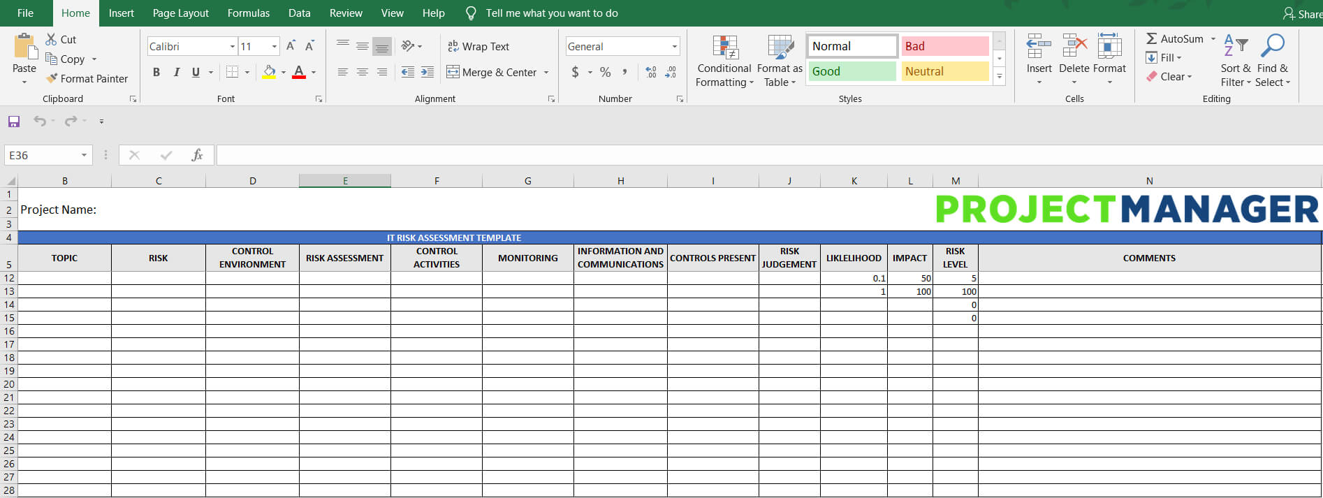 It Risk Assessment Template (Excel Download Pertaining To Risk Mitigation Report Template