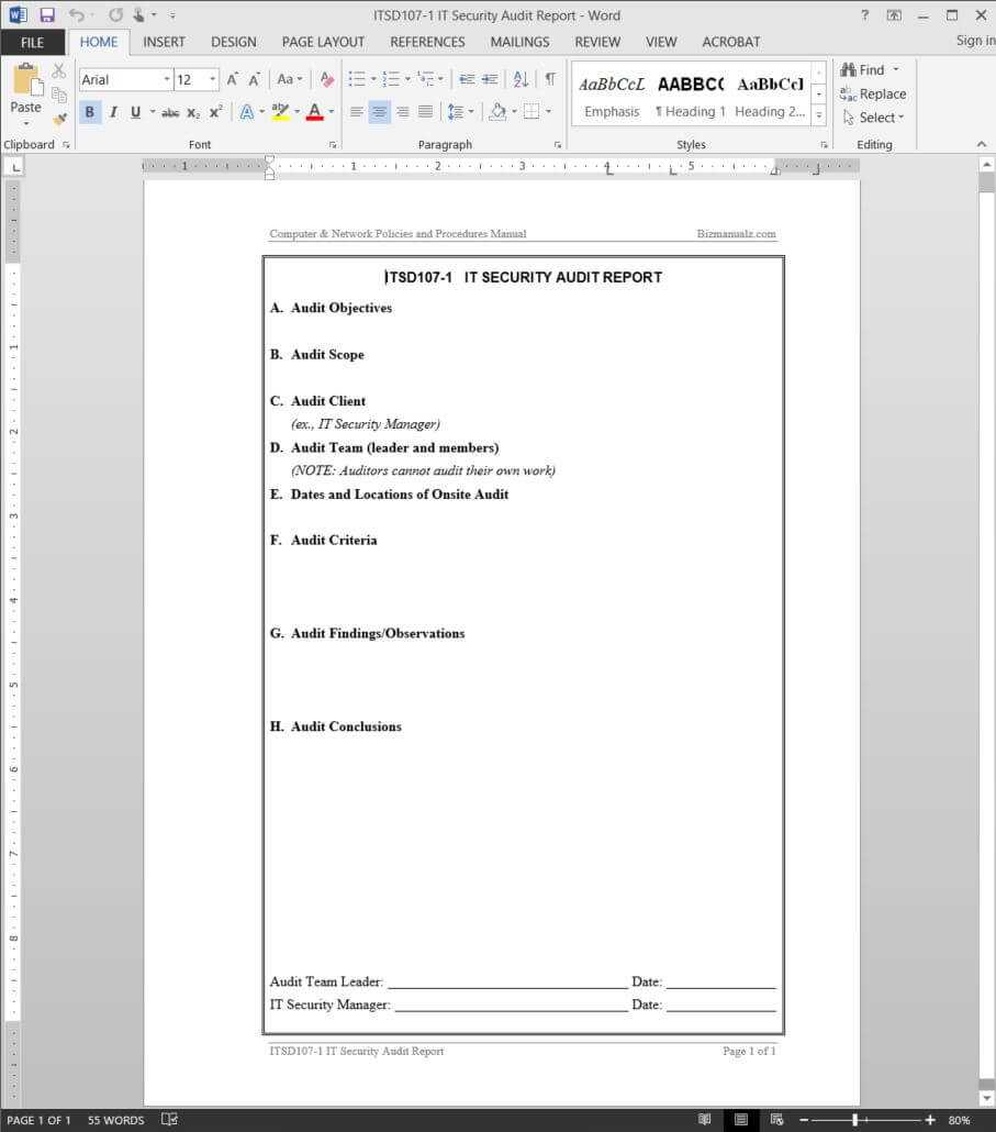 It Security Audit Report Template | Itsd107 1 For Information Security Report Template