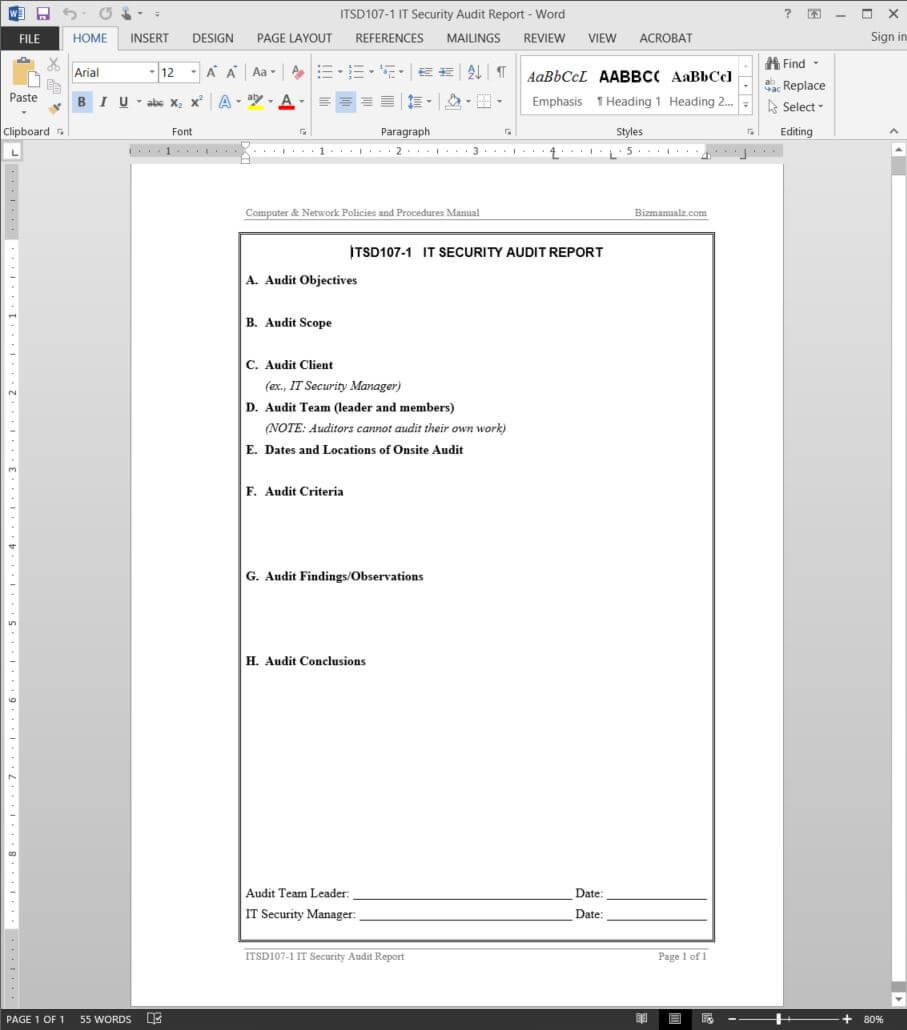 It Security Audit Report Template | Itsd107 1 Within It Audit Report Template Word