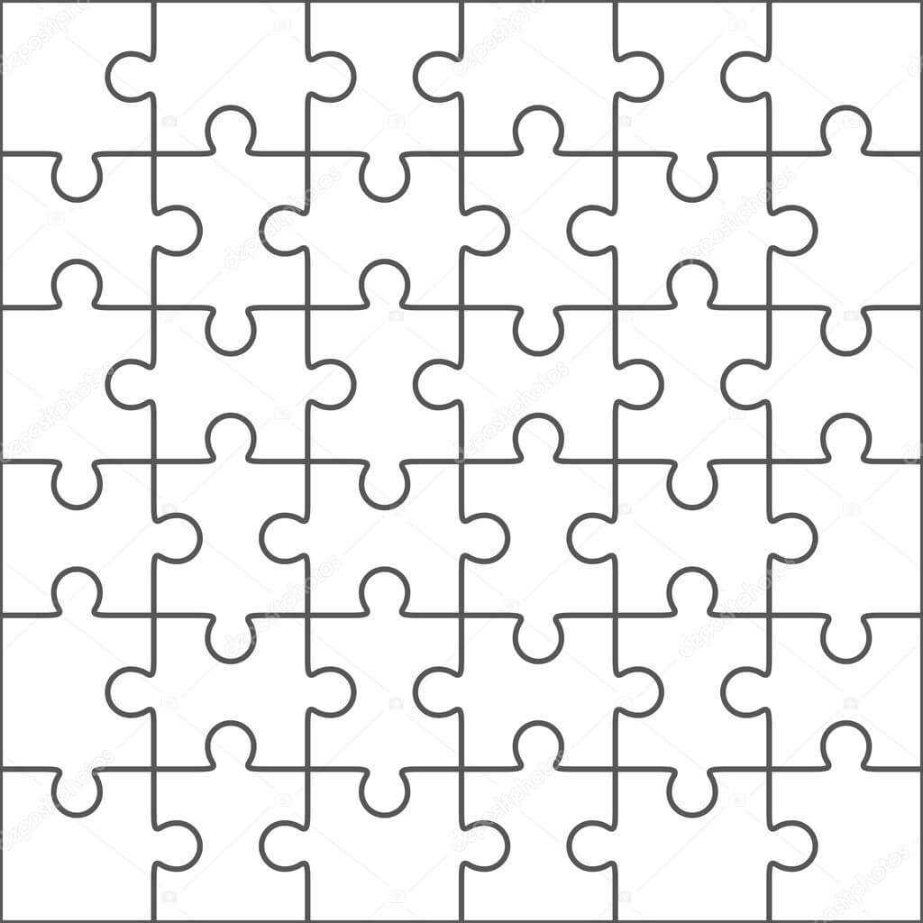 Jigsaw Puzzle Blank Template, 36 Pieces — Stock Vector Within Blank Jigsaw Piece Template