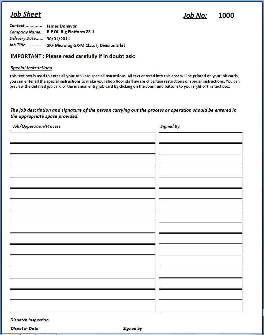 Job Card Template Word – Docap Throughout Mechanics Job Card Template