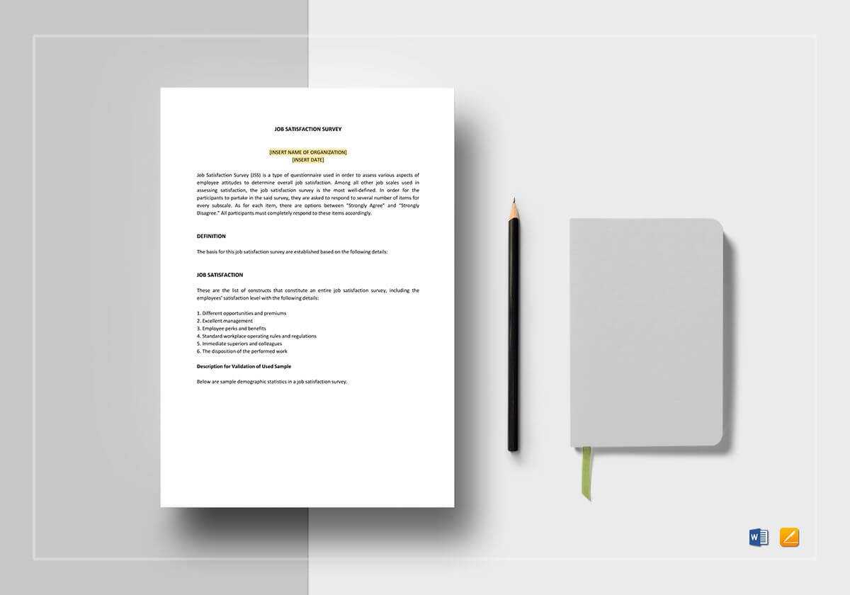 Job Satisfaction Survey Template Pertaining To Employee Satisfaction Survey Template Word