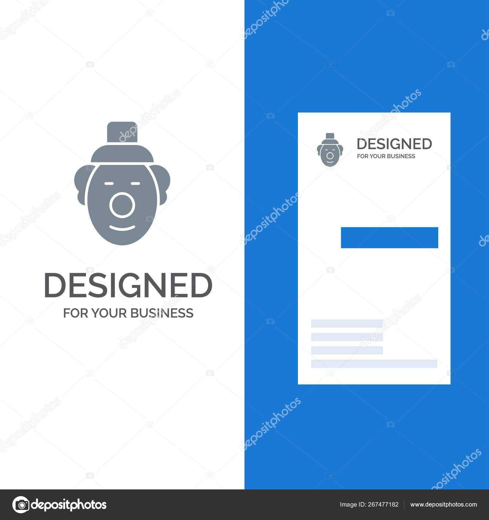 Joker Clown Circus Grey Logo Design Business Card Template In Joker Card Template