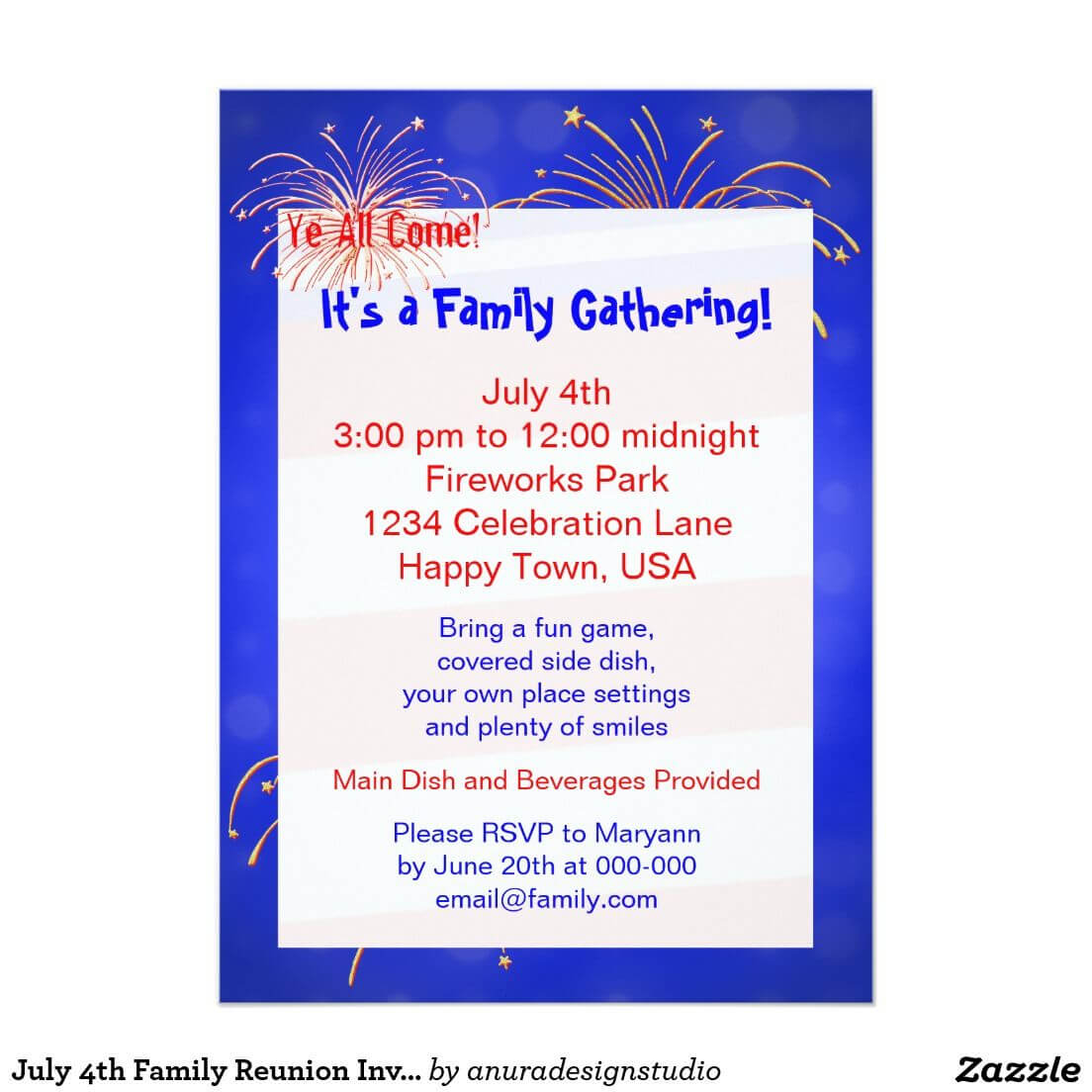 July 4Th Family Reunion Invitation | Zazzle | Family Within Reunion Invitation Card Templates