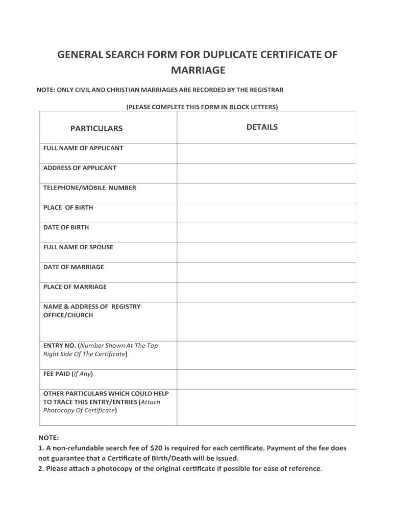 Kenya Marriage Certificate Sample – Fill Online, Printable With Certificate Of Disposal Template