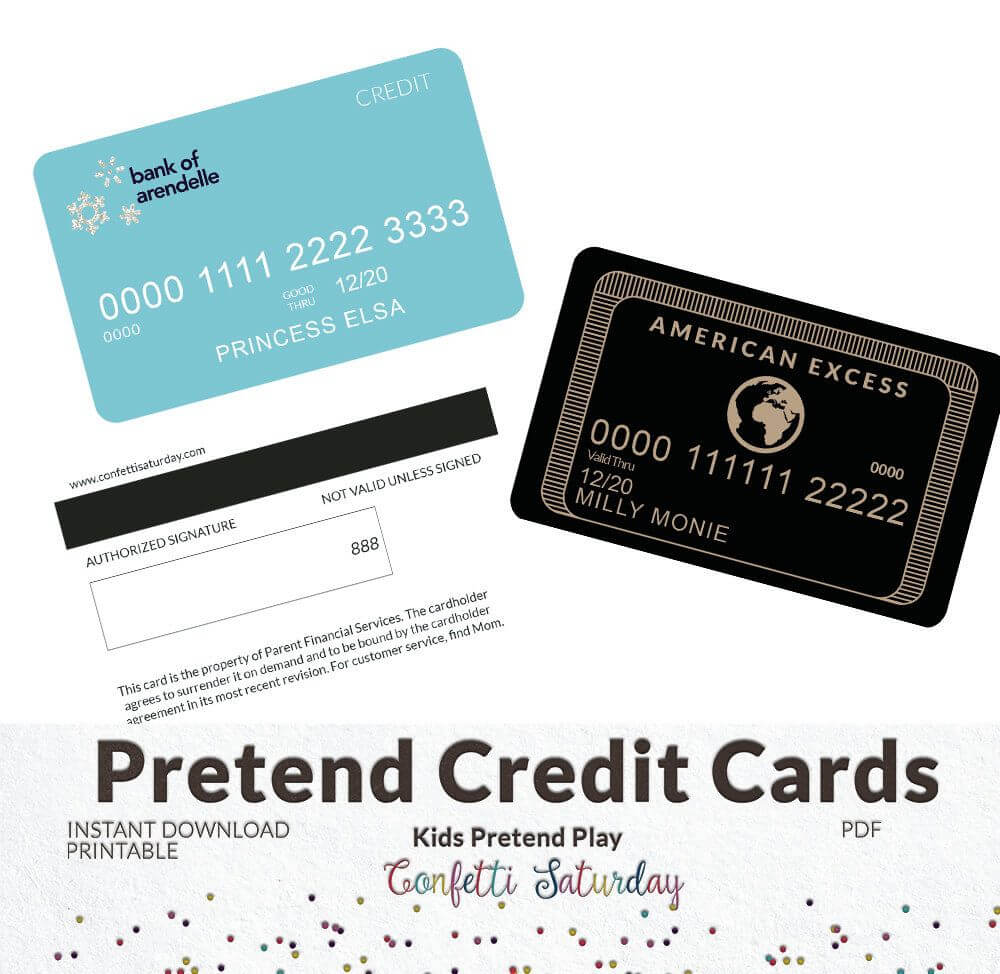 Kids Credit Card – Pretend Play – Imaginary Credit Card Throughout Credit Card Template For Kids