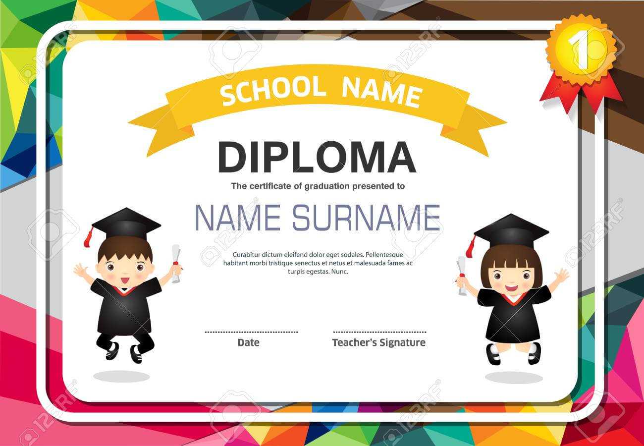 Kids Diploma Certificate Background Design Template. Regarding Children's Certificate Template