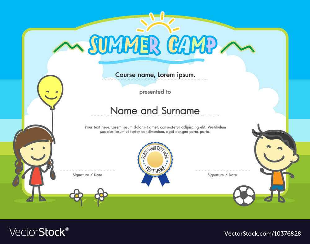 Kids Summer Camp Certificate Document Template Intended For Summer Camp Certificate Template