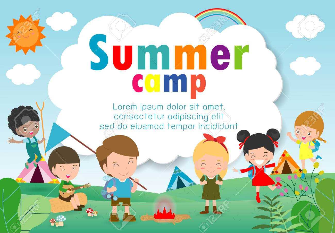 Kids Summer Camp Education Template For Advertising Brochure,.. Within Summer Camp Brochure Template Free Download