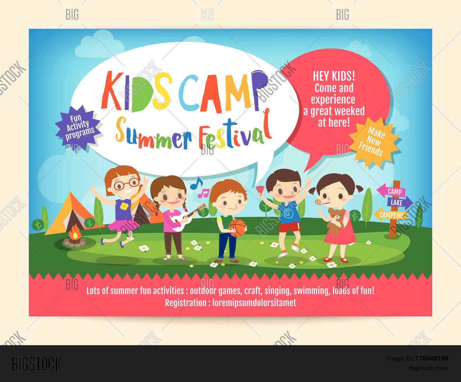 Kids Summer Camp Vector & Photo (Free Trial) | Bigstock Regarding Summer Camp Brochure Template Free Download