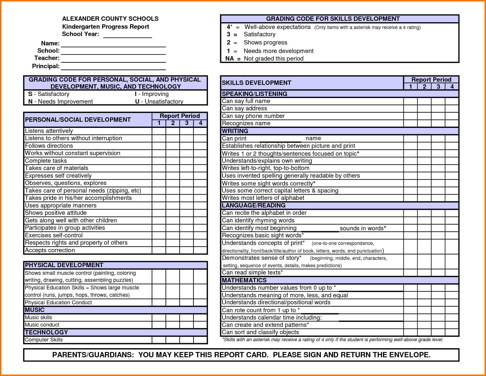 Kindergarten Report Card Template | Word Power Inside College Report Card Template