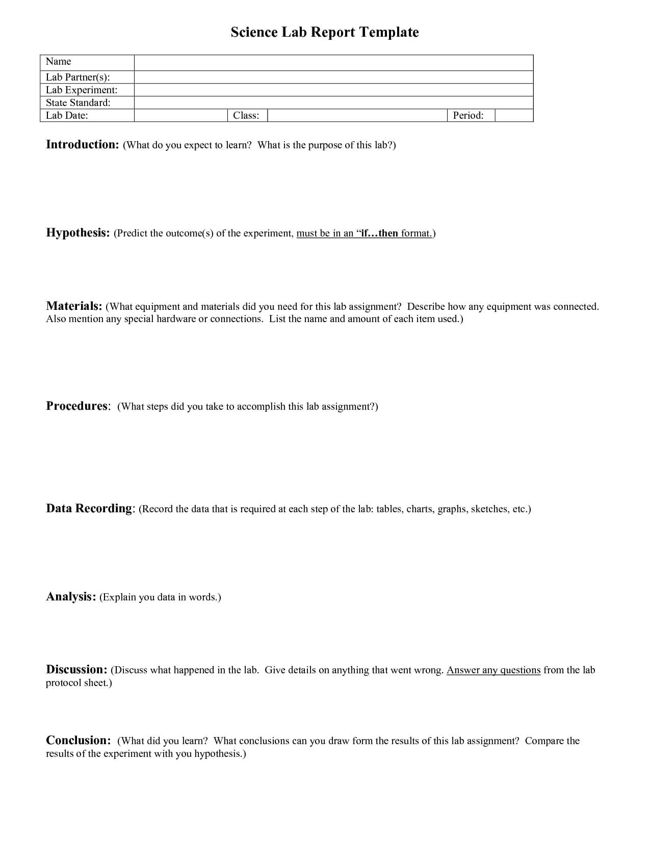 Lab Report Outline | Science Lab Report Template | School Pertaining To Science Lab Report Template