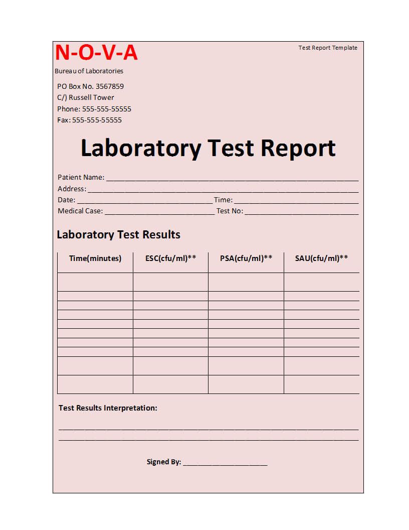 Laboratory Test Report Template Intended For Patient Report Form Template Download